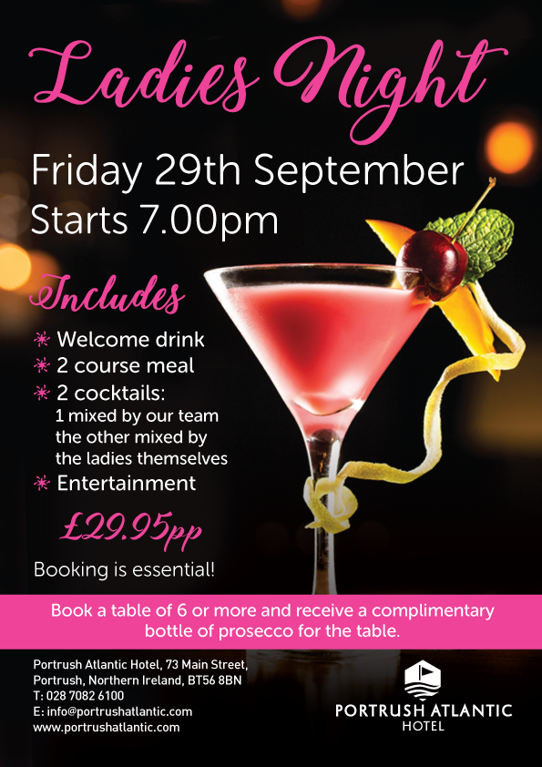 ladies night artwork - Portrush Atlantic Hotel